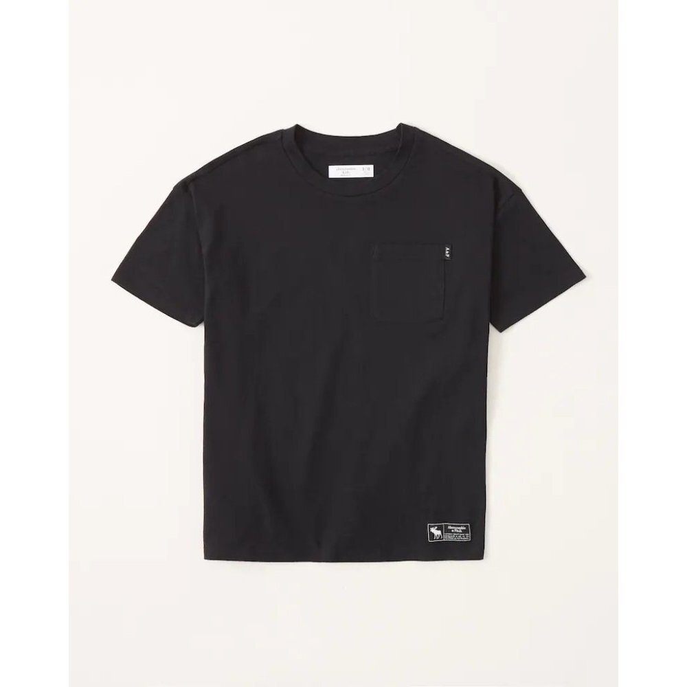 NWT‎ Abercrombie Girls oversized pocket tee in Black Size 15/16